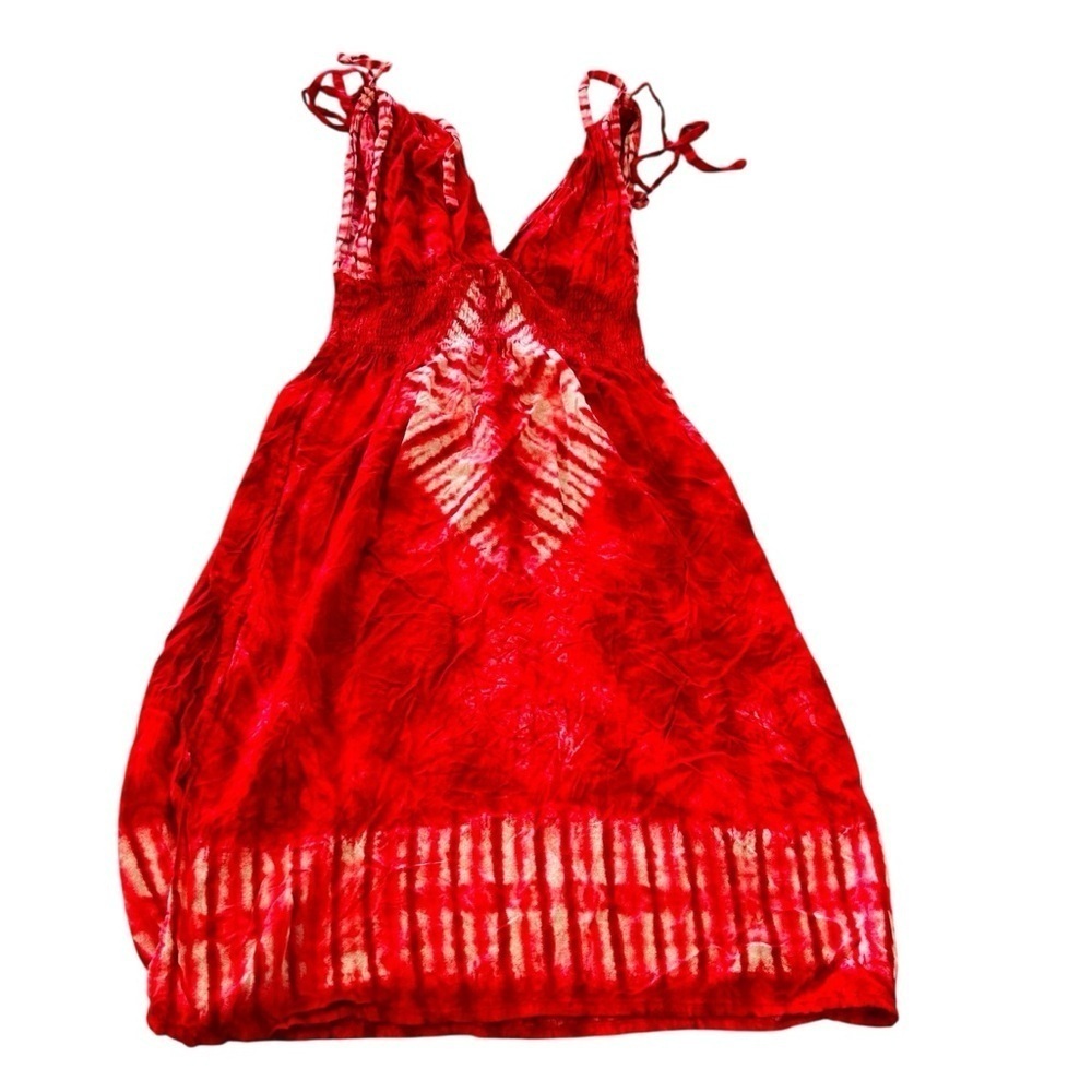 Red Tie-Dye Sleeveless Dress pit to pit 13" stretches to 19" length 36"